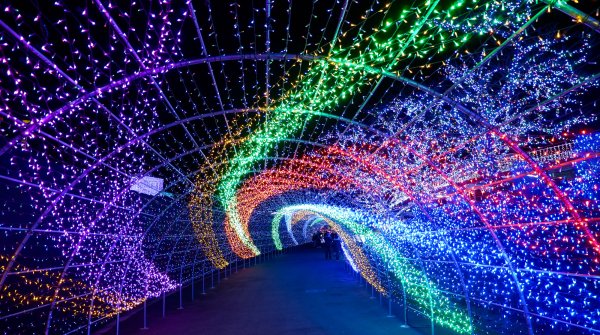 Tunnel lumineux en hiver au parc Yomiuriland