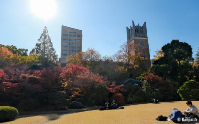 Université de Waseda (Tokyo), jardin Okuma Teien à l'automne