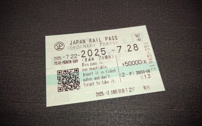 Japan Rail Pass, exemple d'un JRP 7 jours au format de ticket de train en 2025