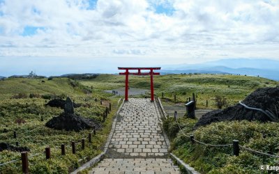 Mototsumiya-jinja (Hakone), Vue sur le torii et l'allée Sando depuis le mont Komagatake