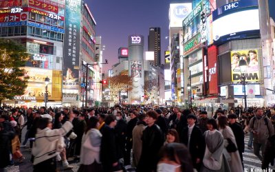 Shibuya (Tokyo), carrefour de Shibuya en vue nocturne