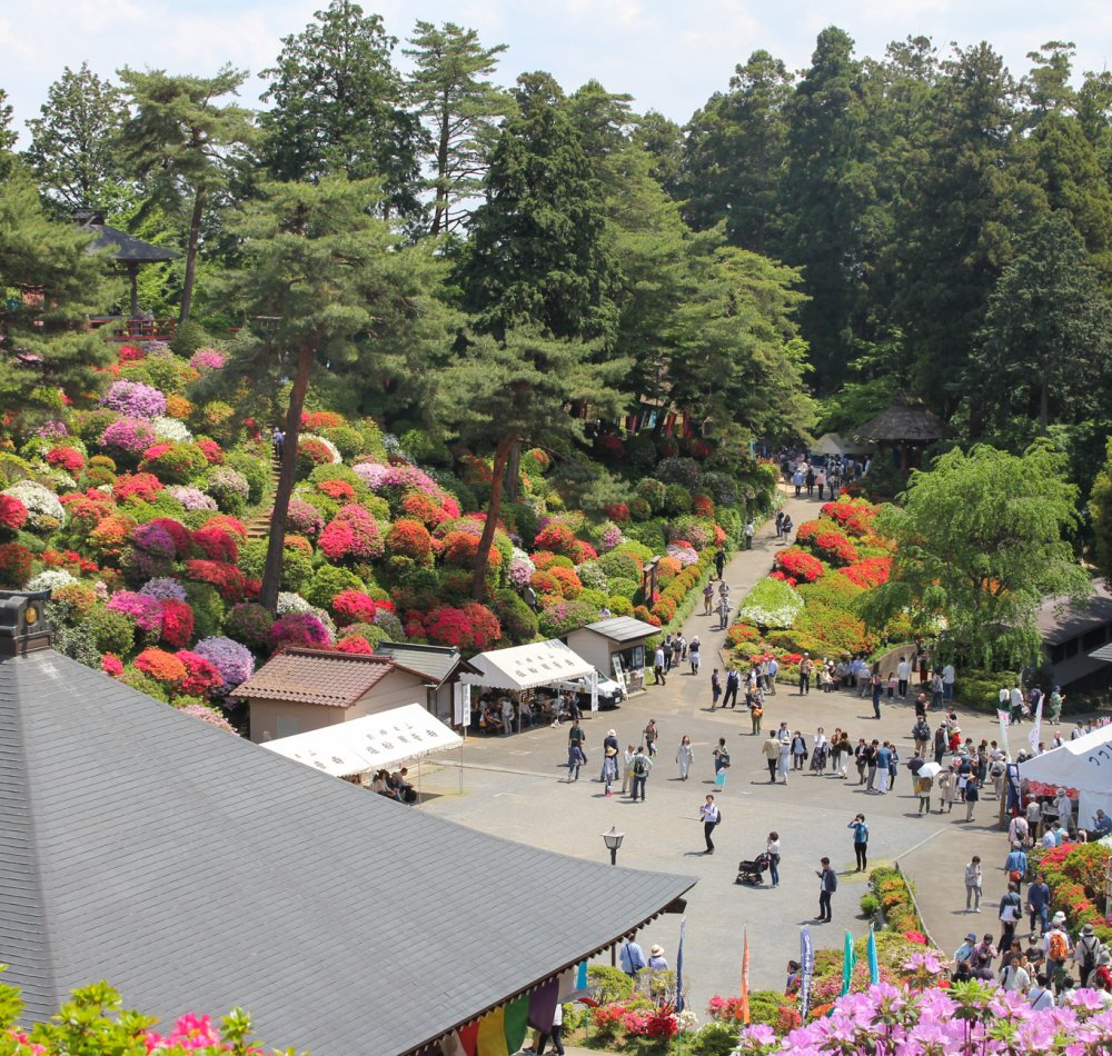 Vue sur la vallée du temple Shiofune Kannon-ji à Ome