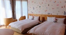 Hôtel Grand Chariot (Awaji), chambre Naruto Hokage Villa, lits à l'occidentale