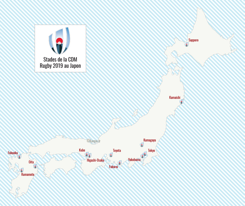 Carte Coupe du Monde rugby 2019 au Japon